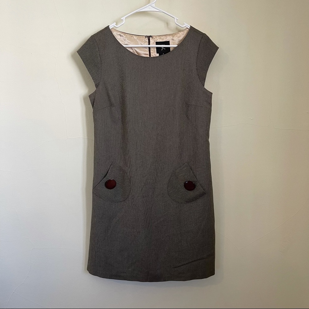 Vintage Textured Cap Sleeve Pocket  Dress